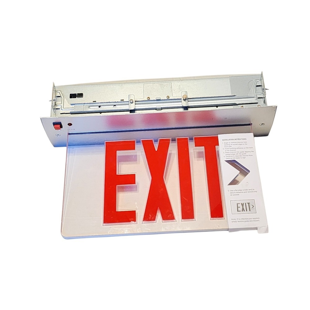 NEW! LITHONIA LIGHTING Exit Sign - Edge-Lit - Red Letters, EDGRNY 2 R EL M4 Open